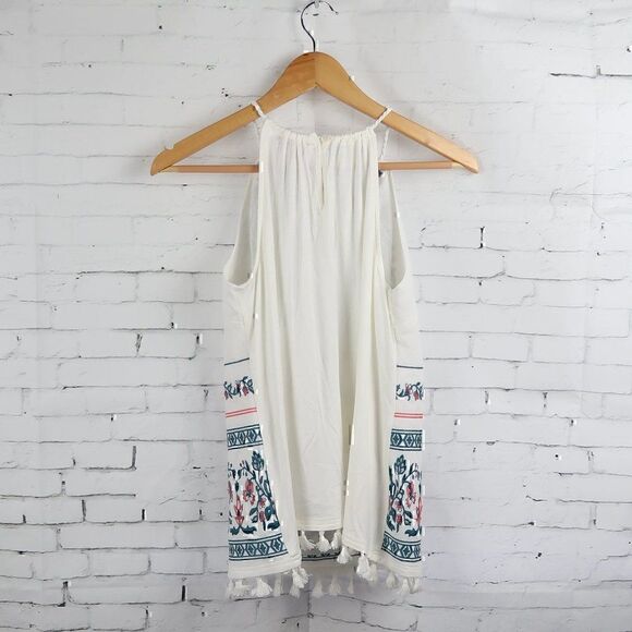 SKIES ARE BLUE IVORY TEAL & PINK NUTRIA EBROIDERED TOP SIZE SMALL NWT - Picture 12 of 13